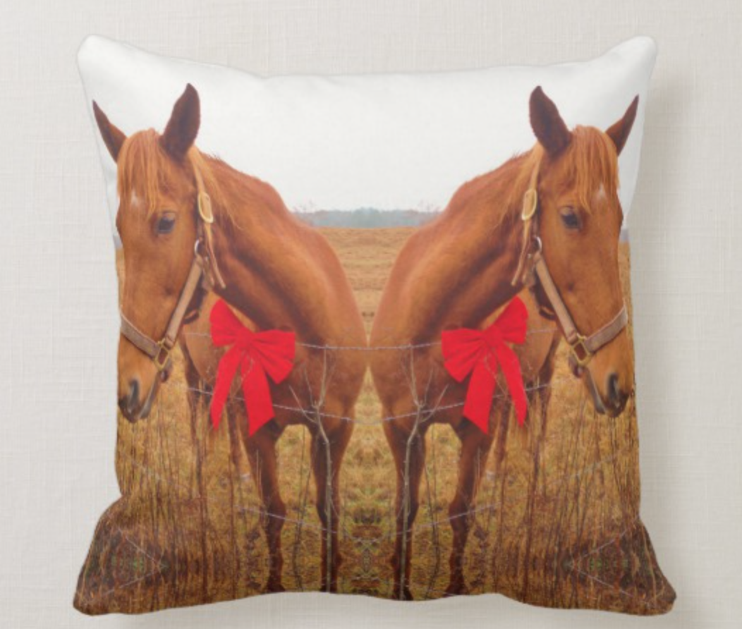 Cozy Horse Themed Throw Pillows for the Holidays - STABLE STYLE